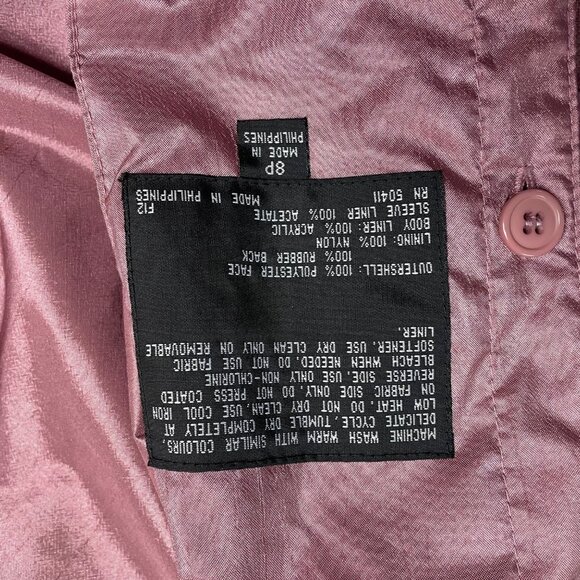 Fleet street Womens Lavender Nylon Long Hooded Coat Button Detail Size 8p - Picture 8 of 9